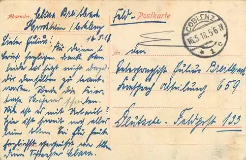 AK - Herzliche Pfingstgrüsse Feldpost versandt 1918