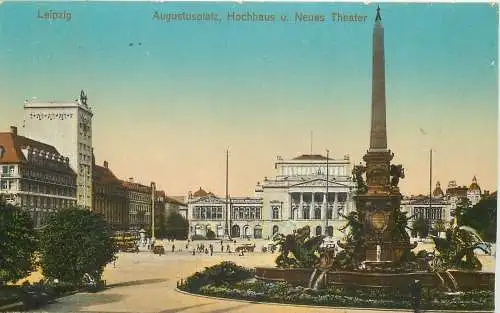 AK - Leipzig Augustusplatz Hochhaus u. neues Theater versandt 1930