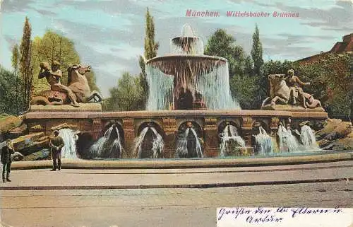 AK - München Wittelsbacher Brunnen versandt 1909