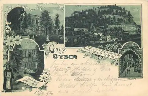 AK - Gruss vom Oybin Kirchruine Friedhof Kreuzgang versandt 1900