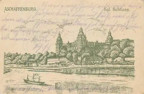 AK - Aschaffenburg Kgl. Schloss vernsadt 1915