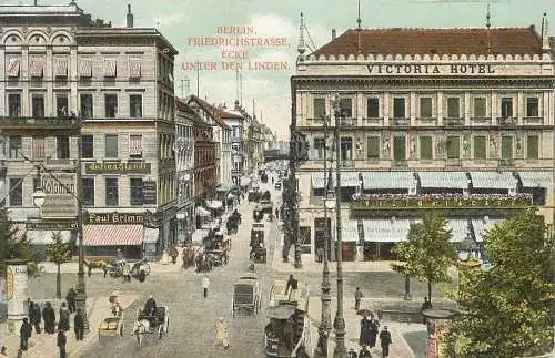 AK - Berlin Friedrichstrasse Ecke unter den Linden versandt 1907
