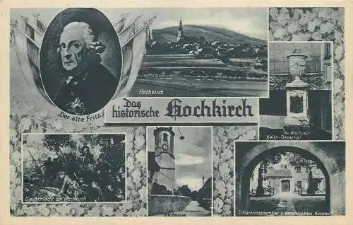 AK - Hochkirch, Ortsansicht mit Blutgasse und dem alten Fritz