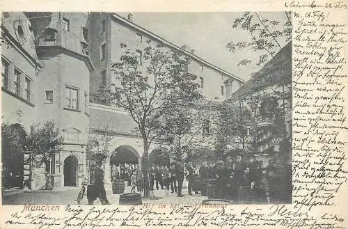 AK - München Hof im kgl. Hofbräuhaus verandt 1903