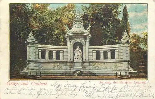 AK - Gruss aus Coblenz Denkmal der Kaiserin Augusta 1901
