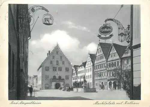 AK, Bad Mergentheim - Marktplatz mit Rathaus