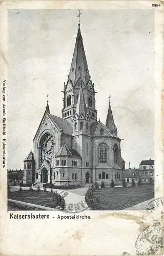 AK - Kaiserslautern Apostelkirche versandt 1909