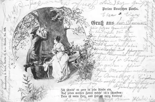 AK - Perlen Deutscher Poesie versandt 1898 beschädigt