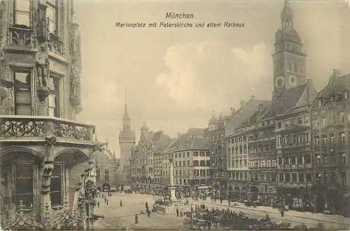 AK - Marienplatz mit Peterskirche und altem Rathaus