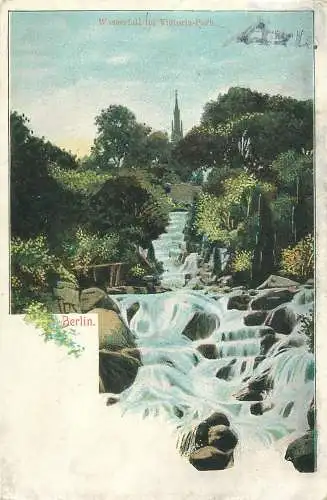 AK - Berlin Kreuzberg Wasserfall im Viktoriapark versandt 1905