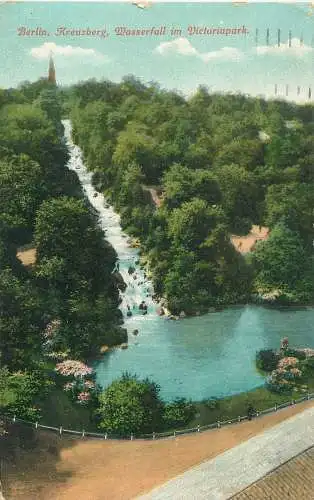 AK - Berlin Kreuzberg Wasserfall im Viktoriapark versandt 1916