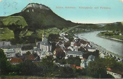 AK, Sächsische Schweiz - Königstein mit Festung