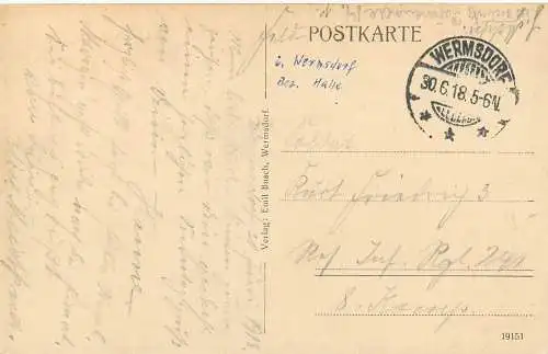 AK - Hubertusburg Feldpost versandt 1918