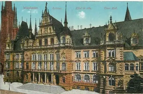 AK - Wiesbaden Rathaus Hotel de ville, Town Hall