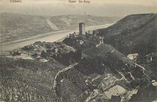 AK - Cobern Mosel Die Burg versandt Bahnpost 1911