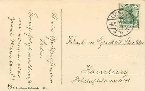 AK - Lübeck Holstentor mit Bismarck- Denkmal versandt 1908