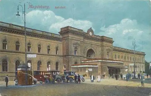 AK - Magdeburg Bahnhof Litho versandt 1928