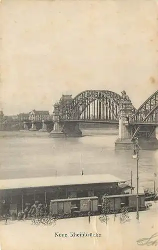 AK - Düsseldorf Neue Rheinbrücke Güterzug gestempelt 1902