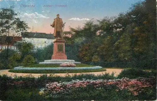 AK - Chemnitz Körner Denkmal versandt 1918
