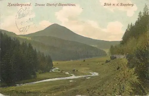 AK - Kanzlergrund Straße Oberhof-Oberschönau Blick n. d. Ruppberg versandt 1912