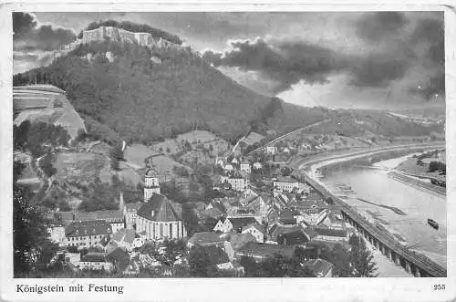 AK - Königstein mit Festung versandt 1911