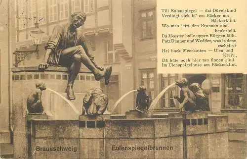 AK - Braunschweig Eulenspiegelbrunnen versandt 1914
