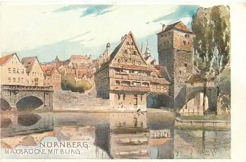 AK - Nürnberg Maxbrücke mit Burg nicht versandt