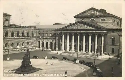 AK - München Nationaltheater mit Residenz u. Max Josephdenkmal versandt 1937