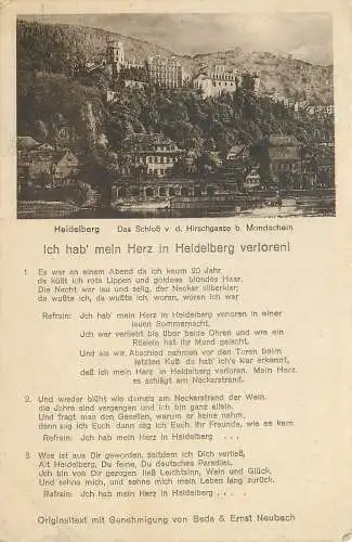 AK - Heidelberg Das Schloß v. d. Hirschgasse b. Mondschein nicht versandt