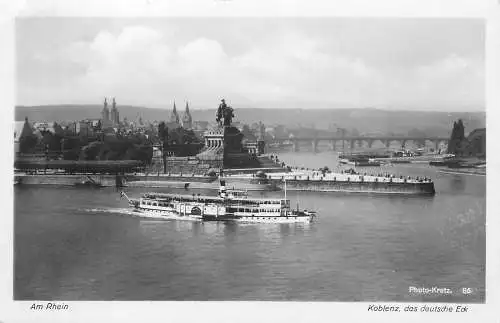 AK - Am Rhein Koblenz, das deutsche Eck versandt 1935