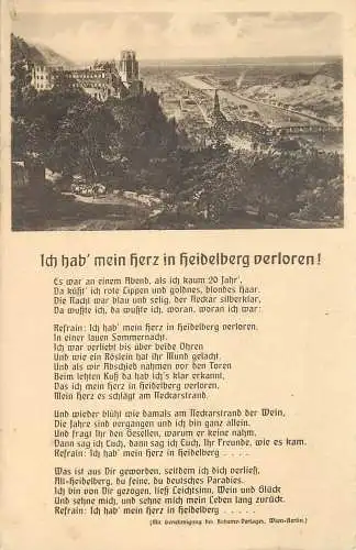 AK - Heidelberg mit Lied Text versandt 1928