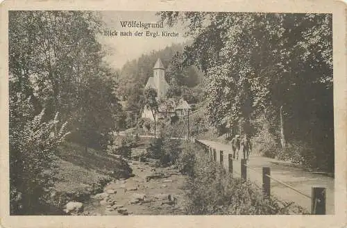 AK - Wölfelsgrund Blick nach der Evgl. Kirche 1922