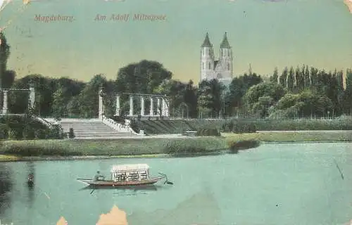 AK - Magdeburg Am Adolf Mittagsee versandt 1912