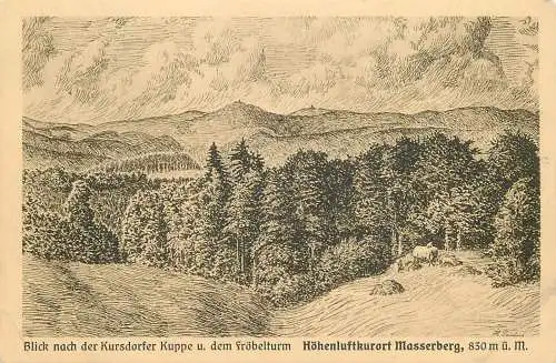 AK - Masserberg Blick nach der Kursdorfer Kuppe u. dem Fröbelturm