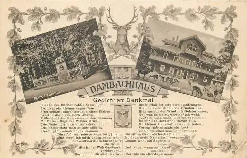 AK - Thale, Dambachhaus und Pfeil's Denkmal, Gedicht am Denkmal