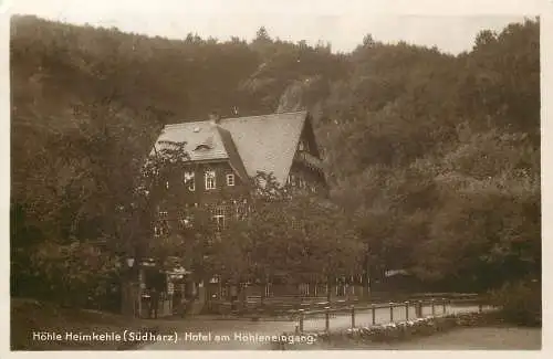 AK - Höhle Heimkehle (Südharz) Hotel am Hoteleingang 1923