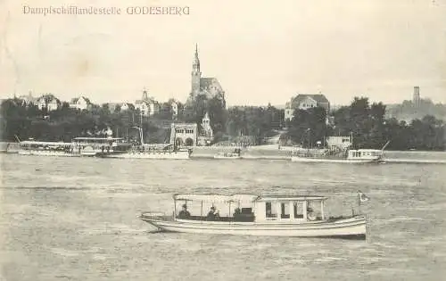 AK - Dampfschifflandstelle Godesberg versandt 1909