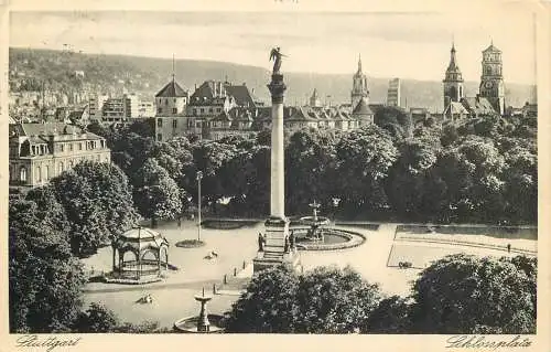 AK - Stuttgart Schloßplatz versandt 1934 Telegramme Stempel
