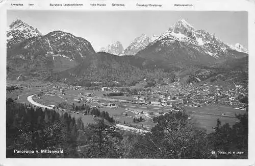 AK Panorama von Mittenwald Phot. H. Huber versandt 1938