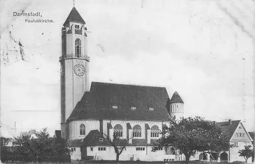 AK Darmstadt Pauluskirche versandt 1909