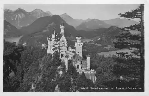 AK - Schloss Neuschwanstein mit Alp und Schwansee