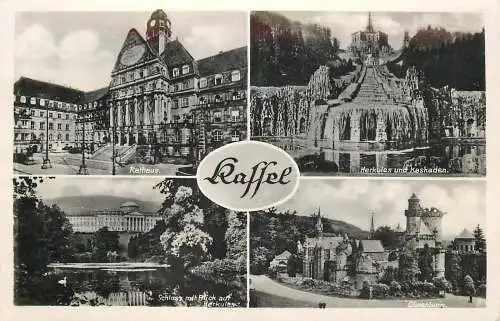 AK - Kassel Rathaus Kaskaden Schloss & Löwenburg versandt 1940