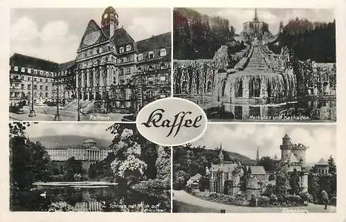 AK Kassel Rathaus Kaskaden Schloss & Löwenburg versandt 1940