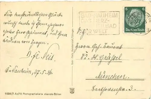 AK Bad Nauheim Sprudel versandt 1936 Stempel Das Herz Heilbad