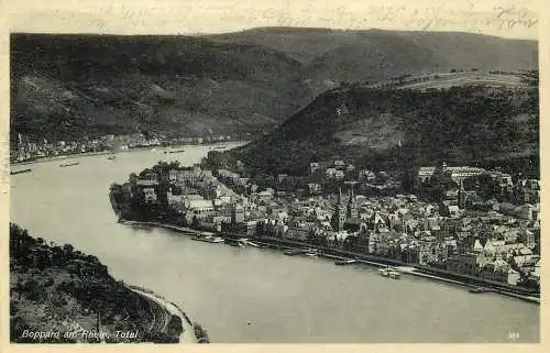 AK +Boppard am Rhein, Totalansicht, versandt 1934