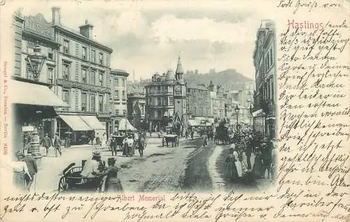 AK - Hastings England Albert Memorial versandt 1901