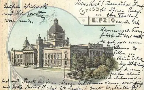 AK Leipzig Reichsgericht Litho versandt 1900