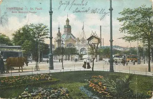 AK Hamburg St. Pauli Beim Metropol Theater versandt 1909