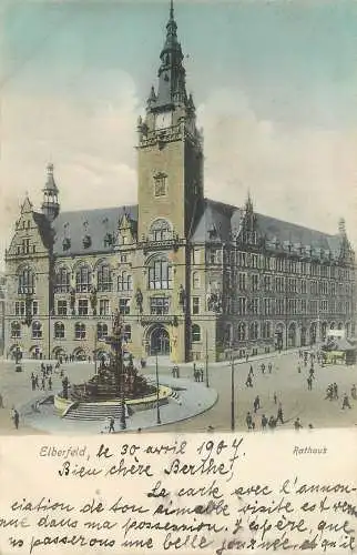 AK Wuppertal Elberfeld Rathaus versandt 1907