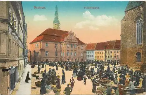 AK Bautzen Fleischmarkt Feldpost versandt 1917